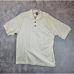 Cutter & Buck Mens L Ivory Short Sleeve Polo Shirt Cotton office Golf classic